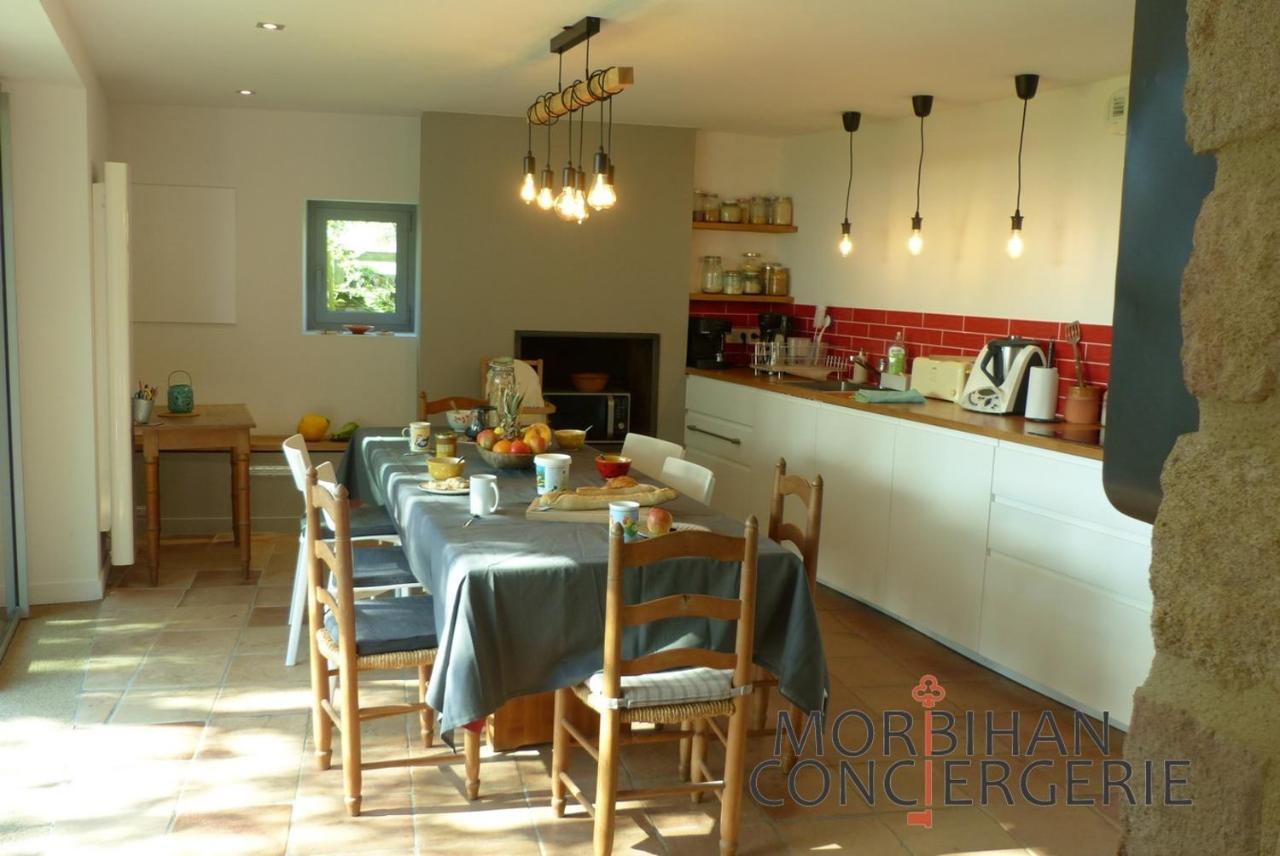 Belle Longere En Campagne A Larmor Baden Villa Buitenkant foto